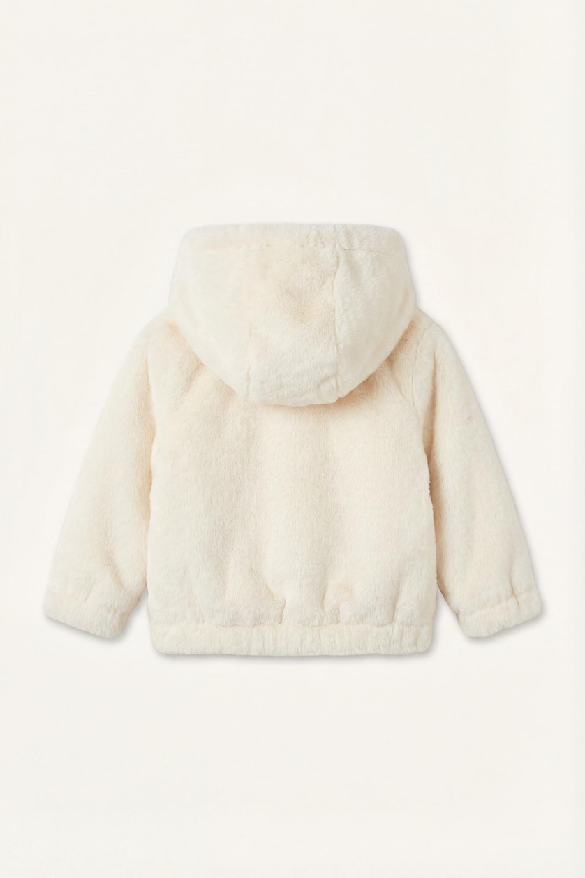طفلة صغيرة بيج فاتح Baby Girl Plush Hooded Jacket