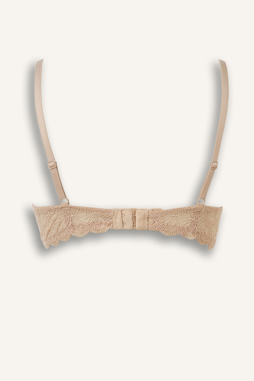 Kadın Bej Dantel Kaplı Push Up Bra