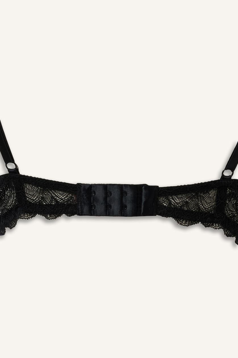 Kadın Siyah Dantel Kaplı Push Up Bra