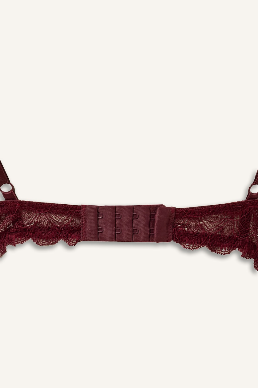 Kadın Bordo Dantel Kaplı Push Up Bra