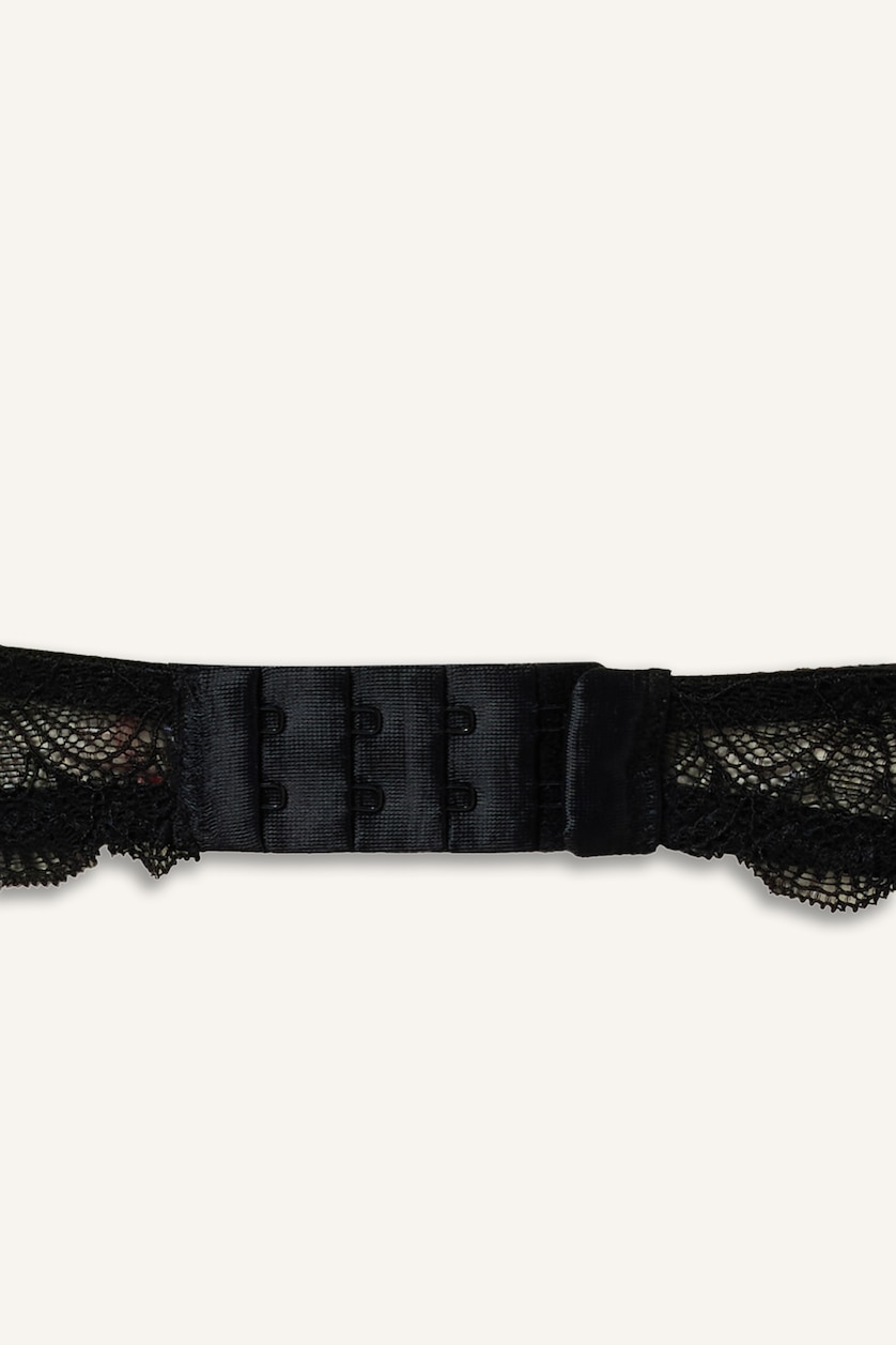 Kadın Siyah Dantelli Full Push Up Balenli Basic Tişört Bra