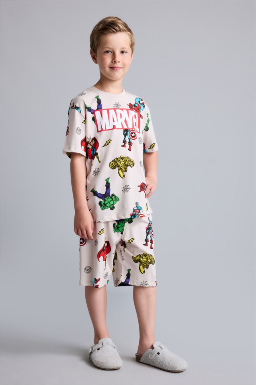 Young Boys - Teen Boys Stone 2 piece Regular Fit Licensed by Marvel Knitted Pyjamas