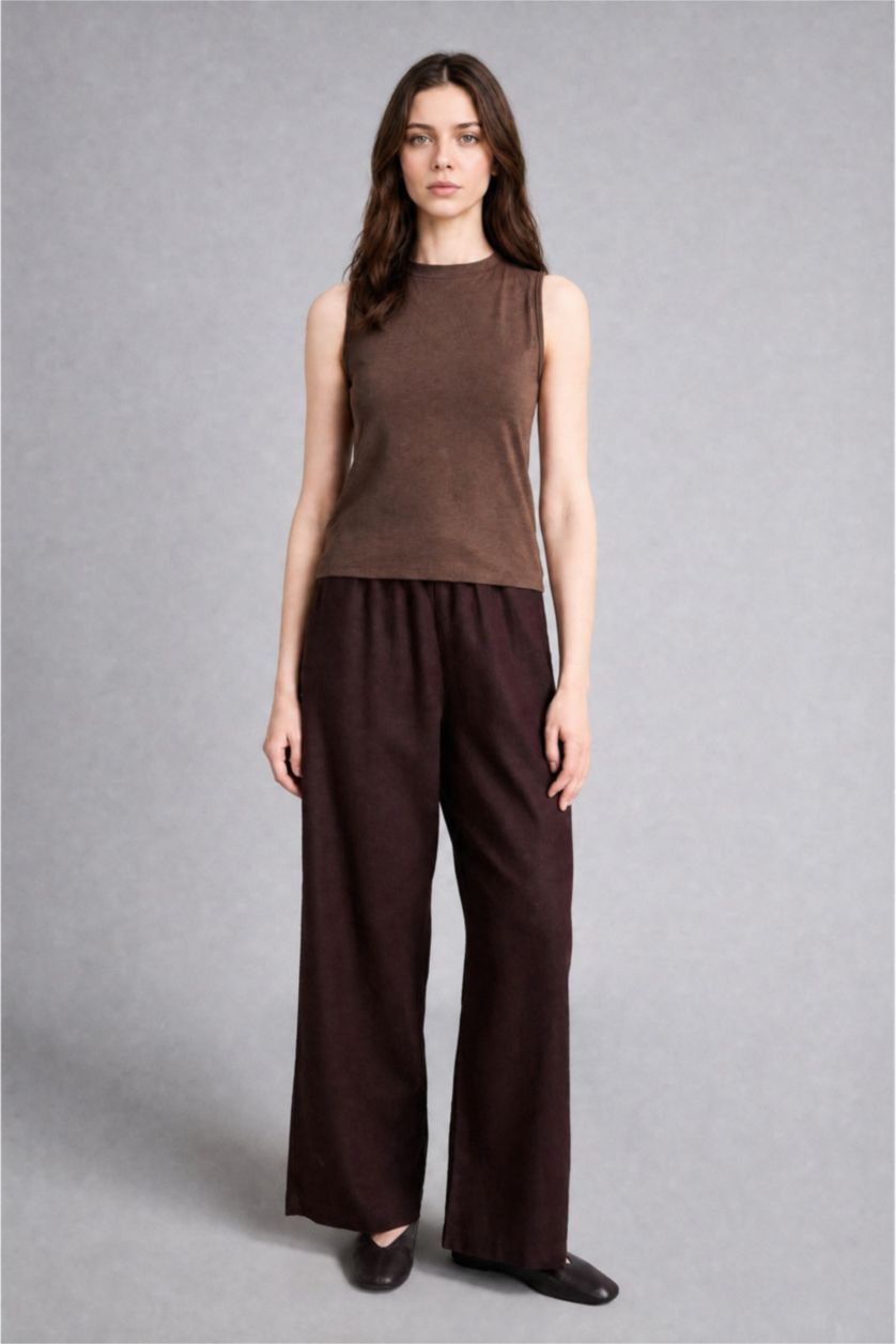 Women Brown Slim Fit Short Sleeve Tunic