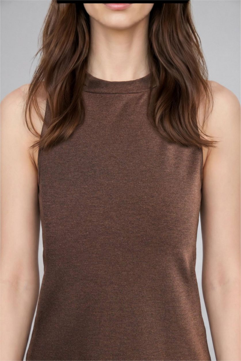 Women Brown Slim Fit Short Sleeve Tunic