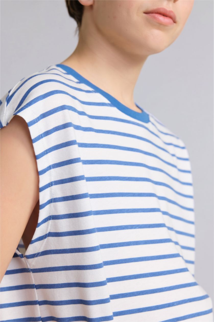 BOYS & TEENS Blue Boy 100% Cotton Striped Tank Top