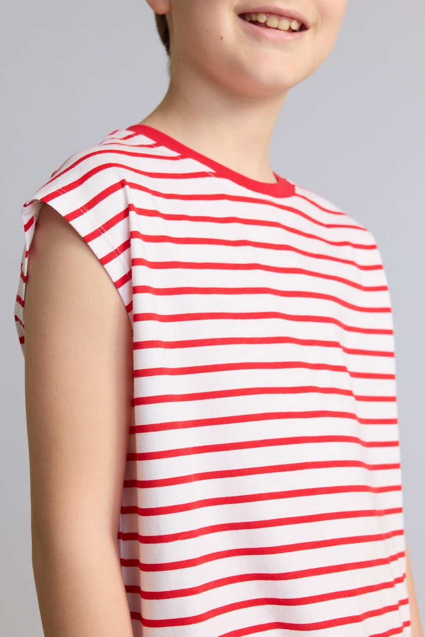 Young Boys - Teen Boys Red Boy Oversize Fit Striped Tank Top