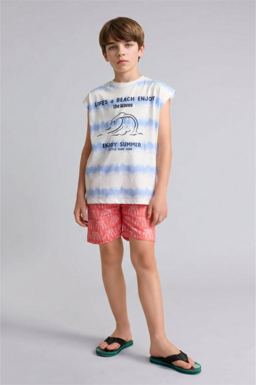 BOYS & TEENS White Boy 100% Cotton Patterned Tank Top