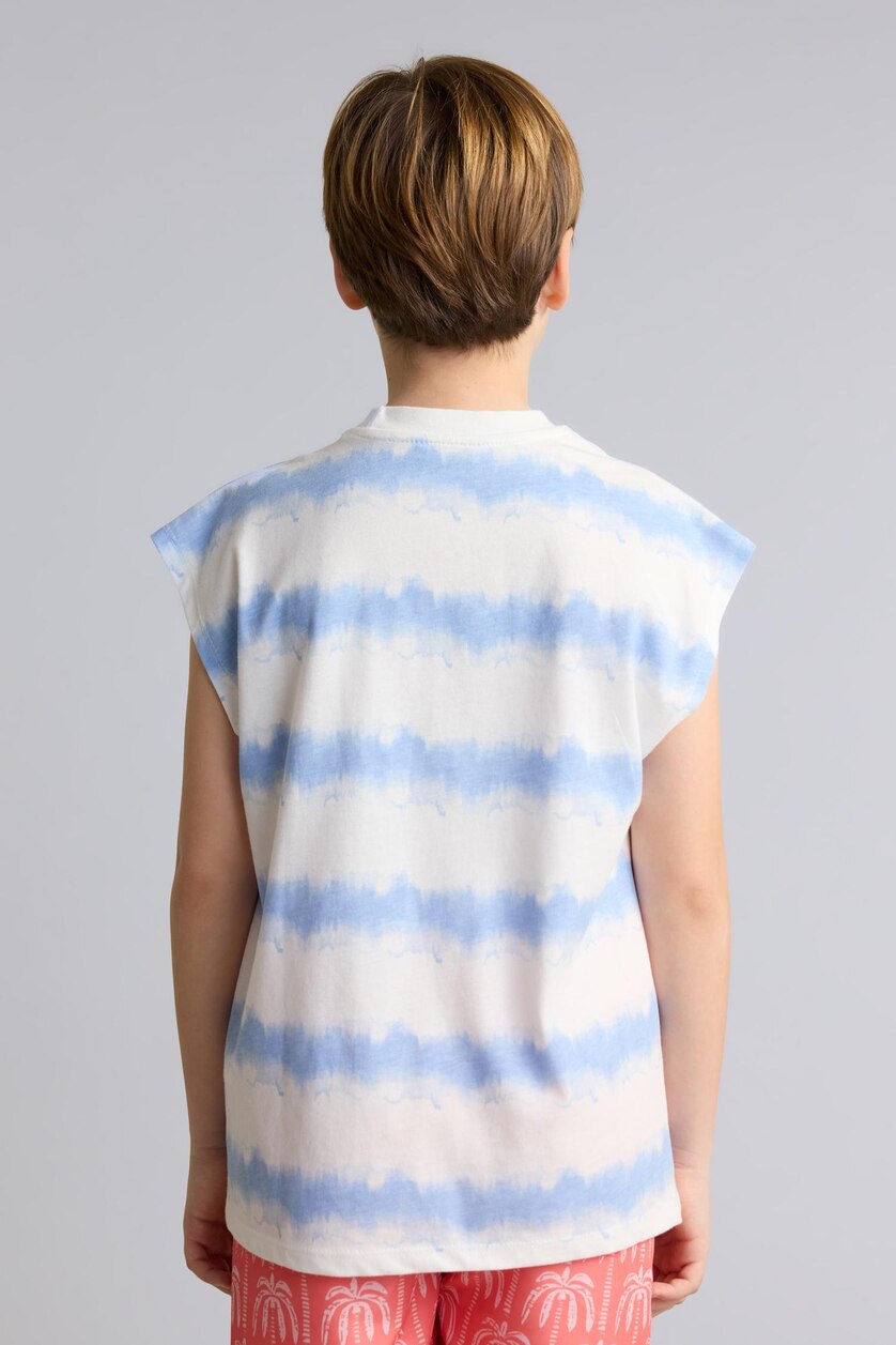 Young Boys - Teen Boys White Boy 100% Cotton Patterned Tank Top