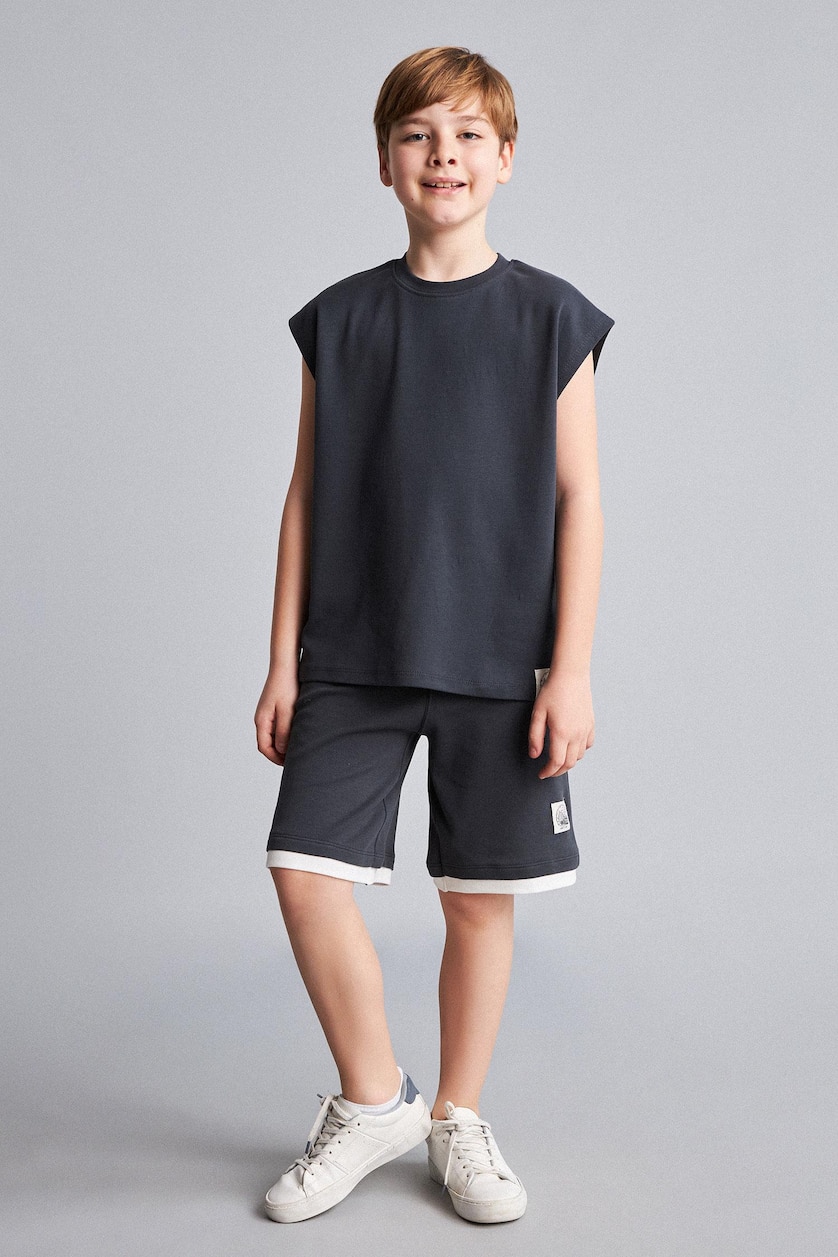 Young Boys - Teen Boys Anthracite Boy 100% Cotton Crew Neck Tank Top