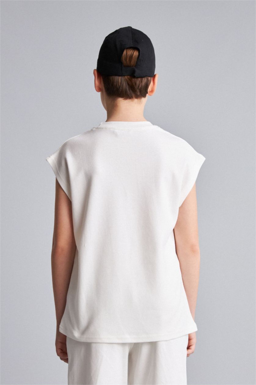 Young Boys - Teen Boys Ecru Boy Oversize Fit Tank Top