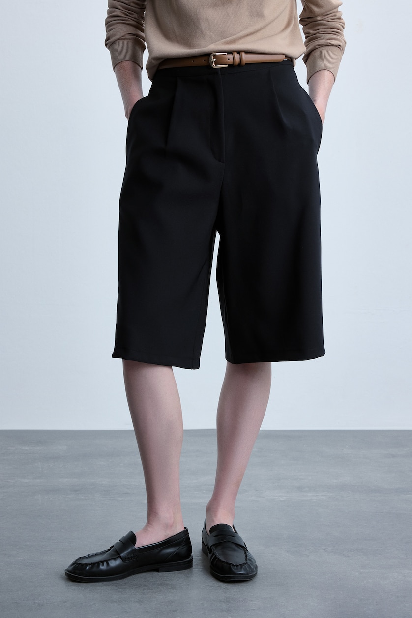 WOMAN Black Wide Leg Capri