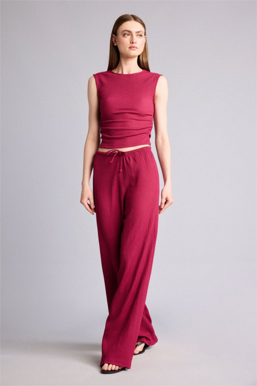 Women Bordeaux Straight Fit Trousers