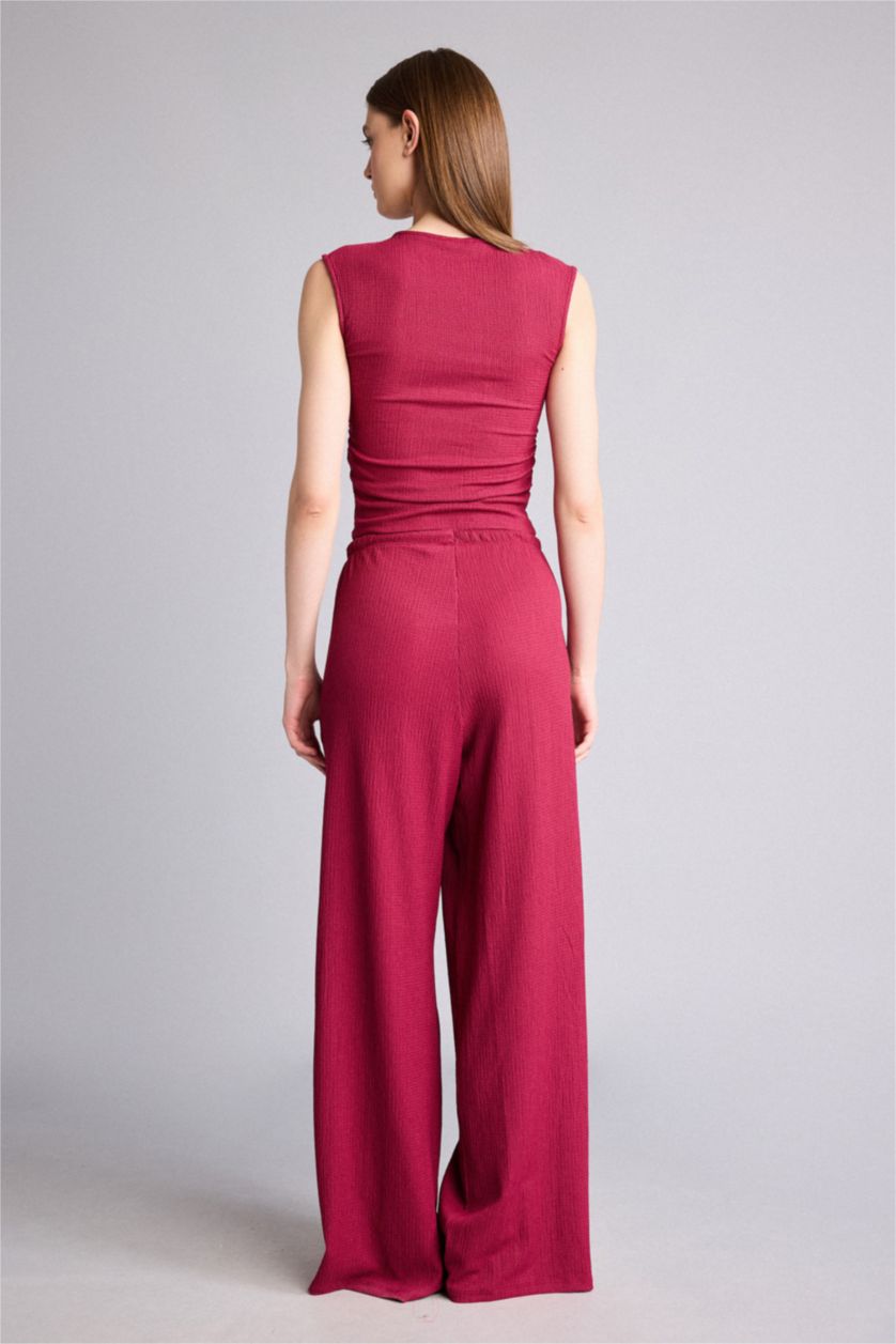 Women Bordeaux Straight Fit Trousers