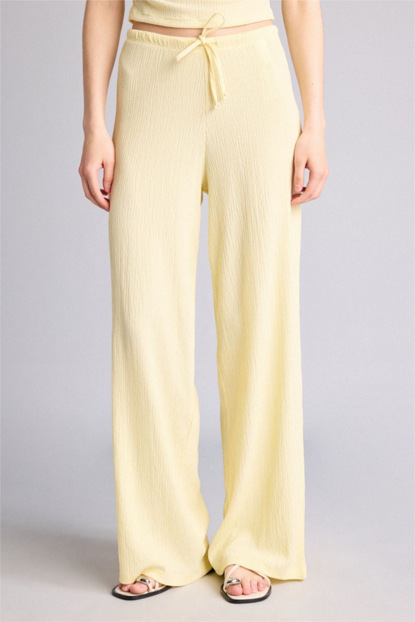 Women Light Yellow Straight Fit Trousers