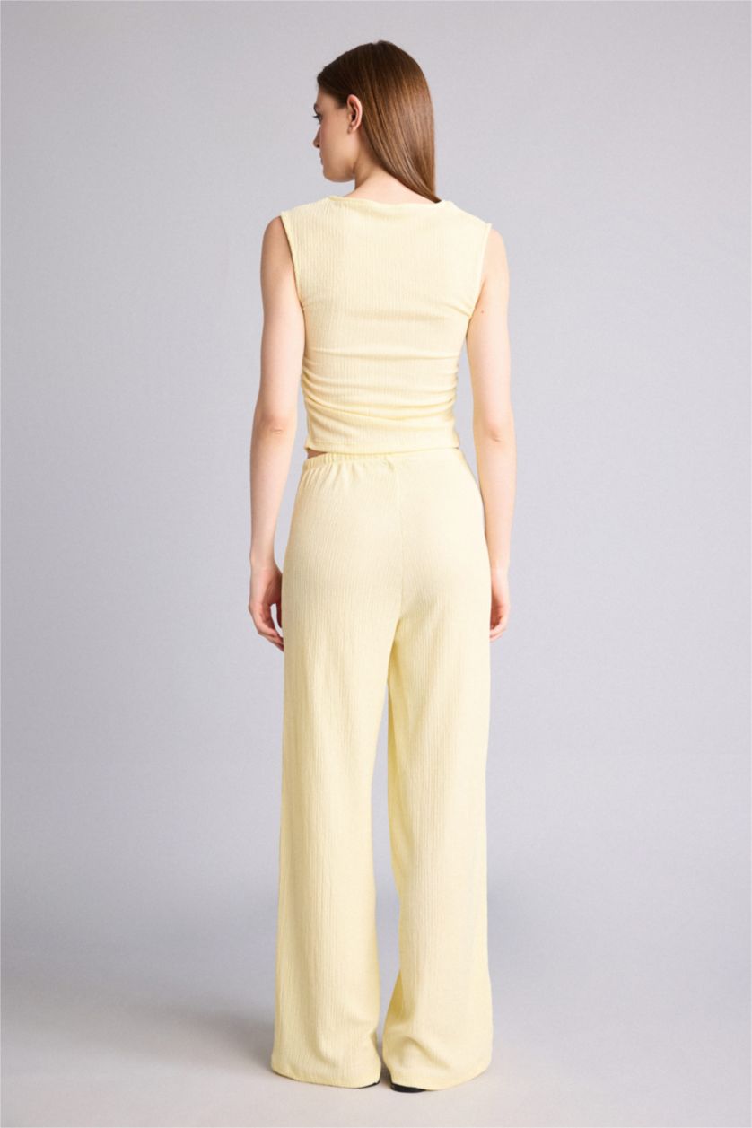 Women Light Yellow Straight Fit Trousers