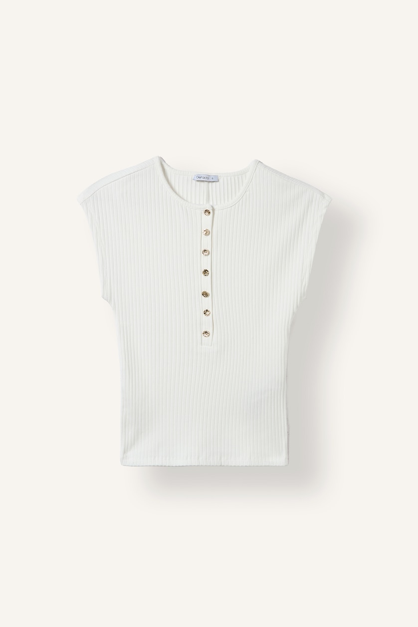 Women Ecru Slim Fit Camisole Short Sleeve T-Shirt