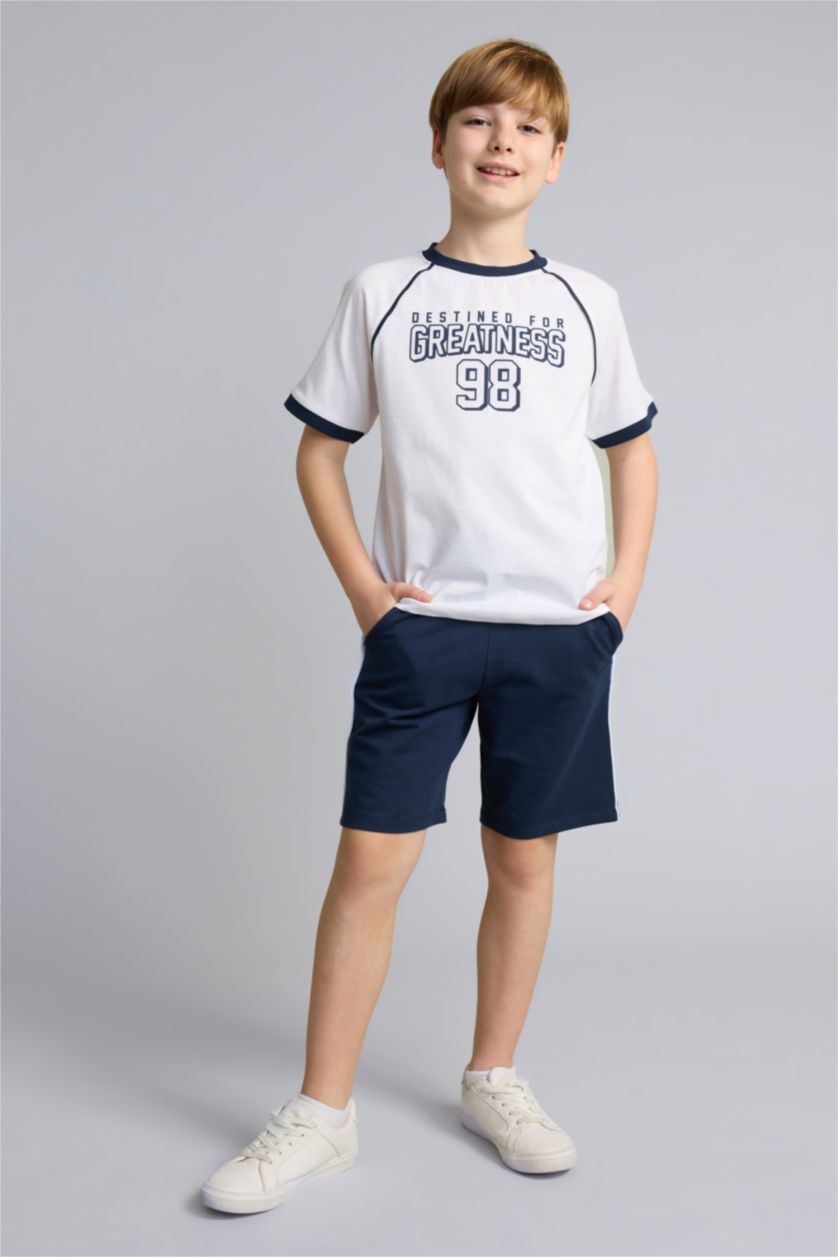 Young Boys - Teen Boys White New Regular Fit Printed Short Sleeve T-Shirt