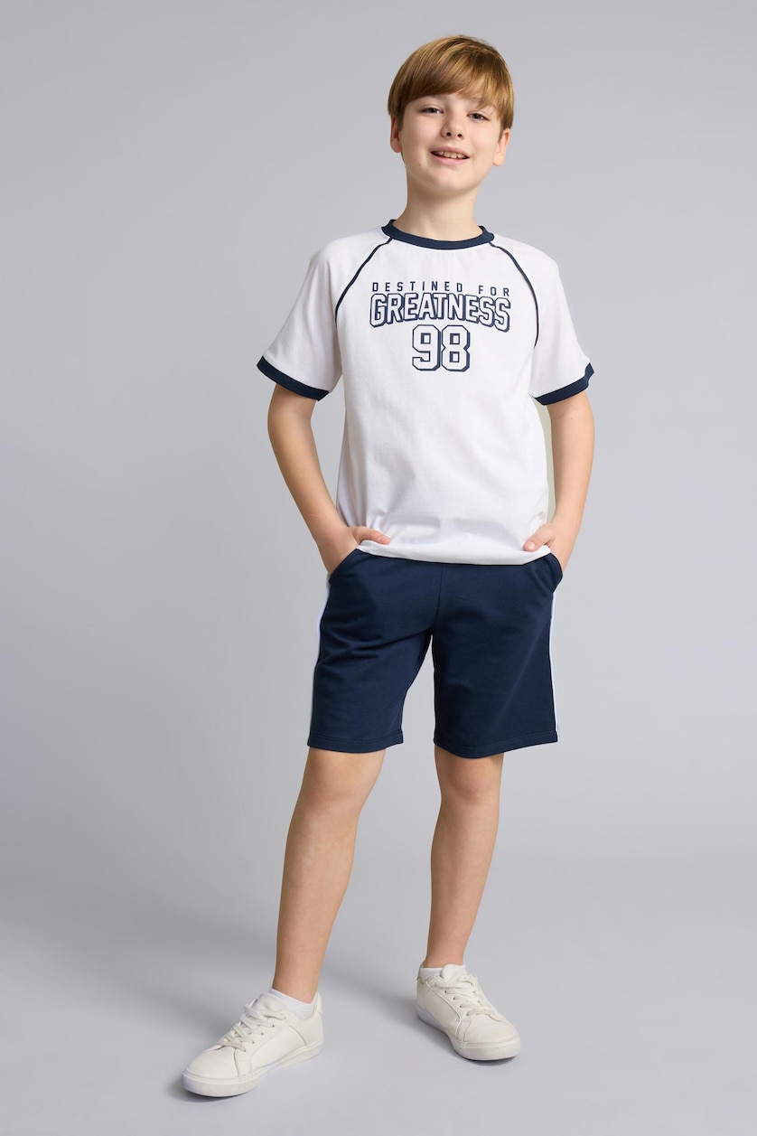 Young Boys - Teen Boys White Boy Regular Fit 100% Cotton Printed Short Sleeve T-Shirt