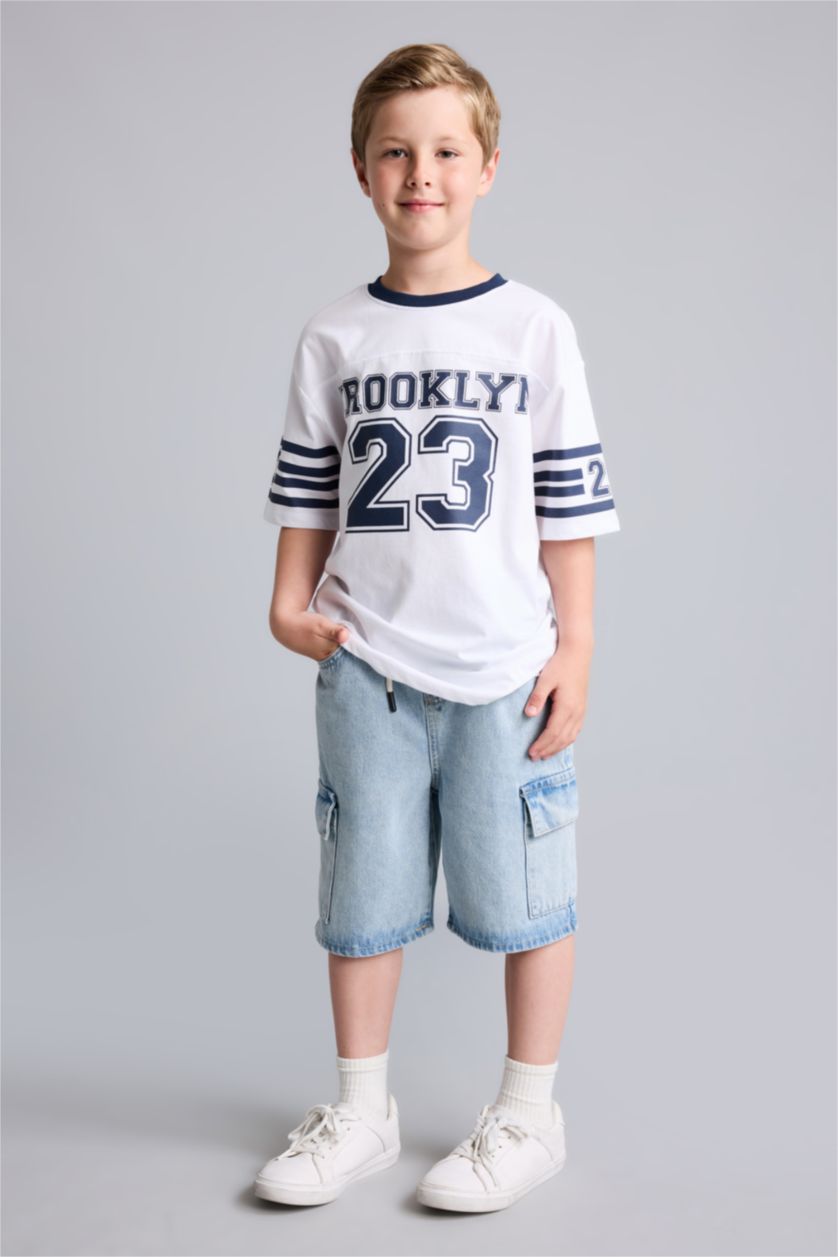 Erkek Çocuk - Genç Erkek Beyaz New Regular Fit Baskılı Tişört Erkek Çocuk