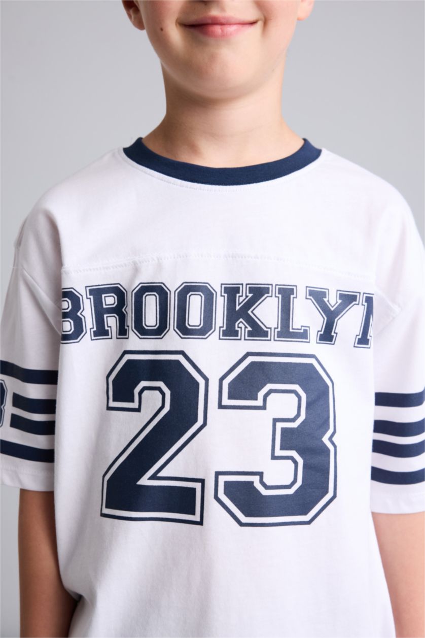 Erkek Çocuk - Genç Erkek Beyaz New Regular Fit Baskılı Tişört Erkek Çocuk