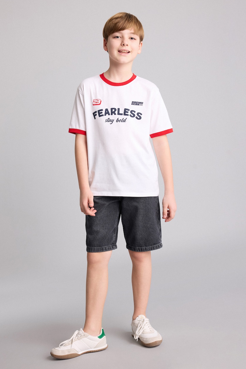 Young Boys - Teen Boys White Boy Regular Fit Printed Short Sleeve T-Shirt