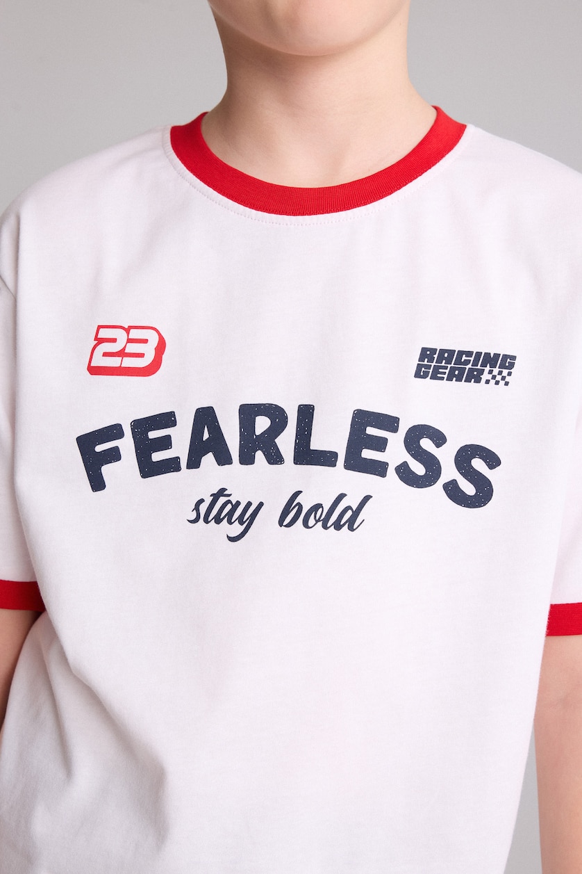 Young Boys - Teen Boys White Boy Regular Fit Printed Short Sleeve T-Shirt