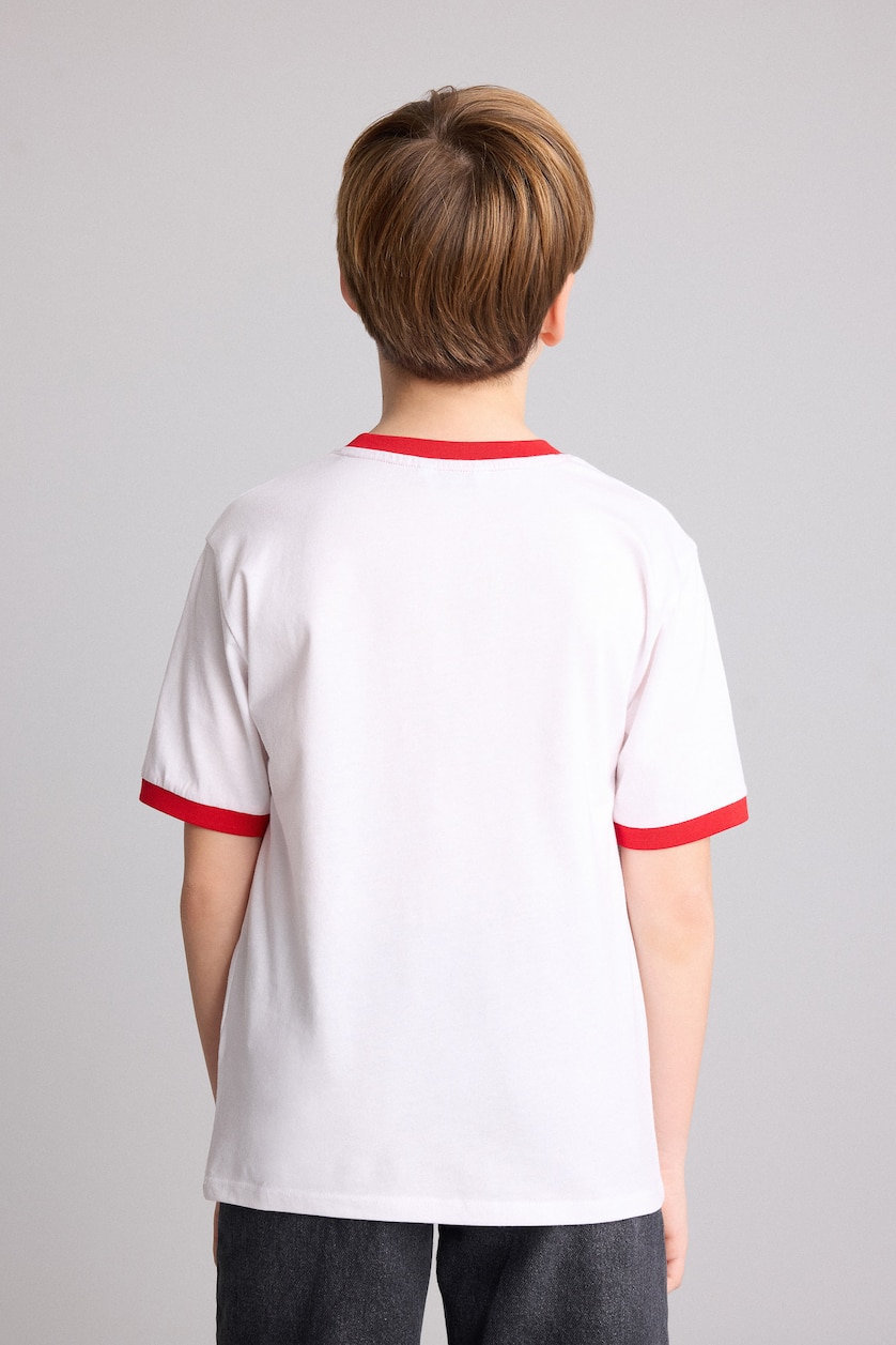 Young Boys - Teen Boys White Boy Regular Fit Printed Short Sleeve T-Shirt