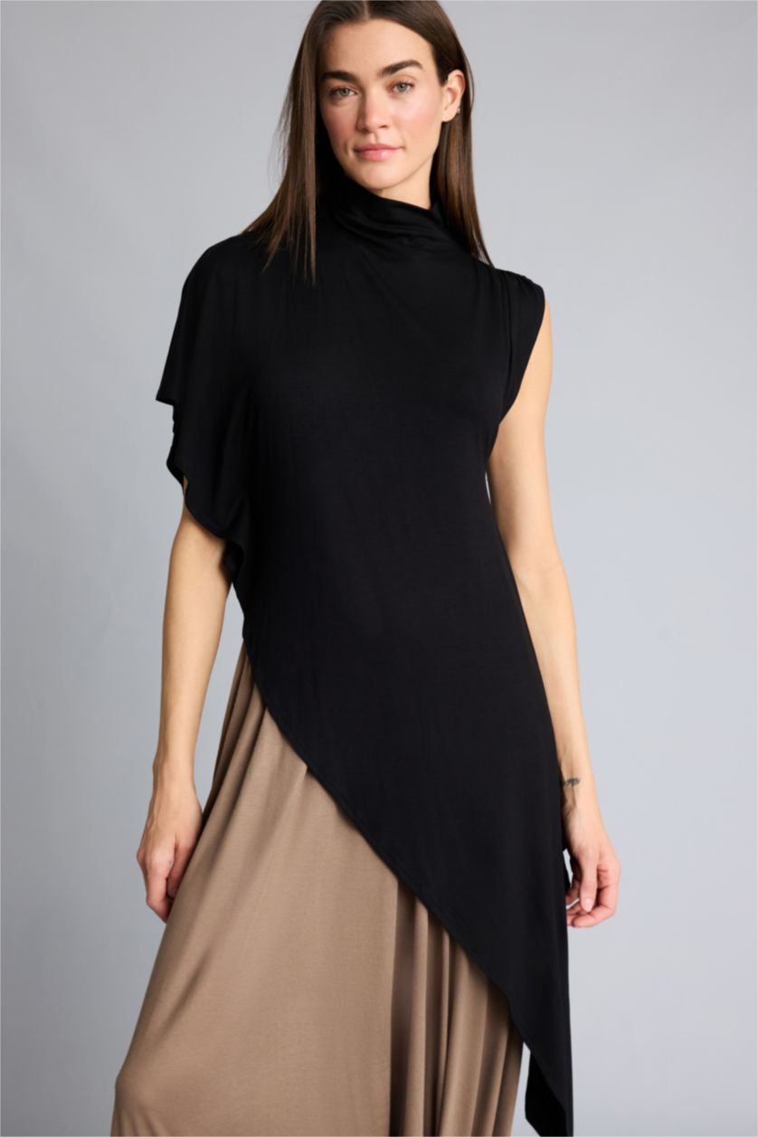 Kadın Siyah Afra x Defacto Slım Fıt Yarım Balıkçı Yaka  Tişört