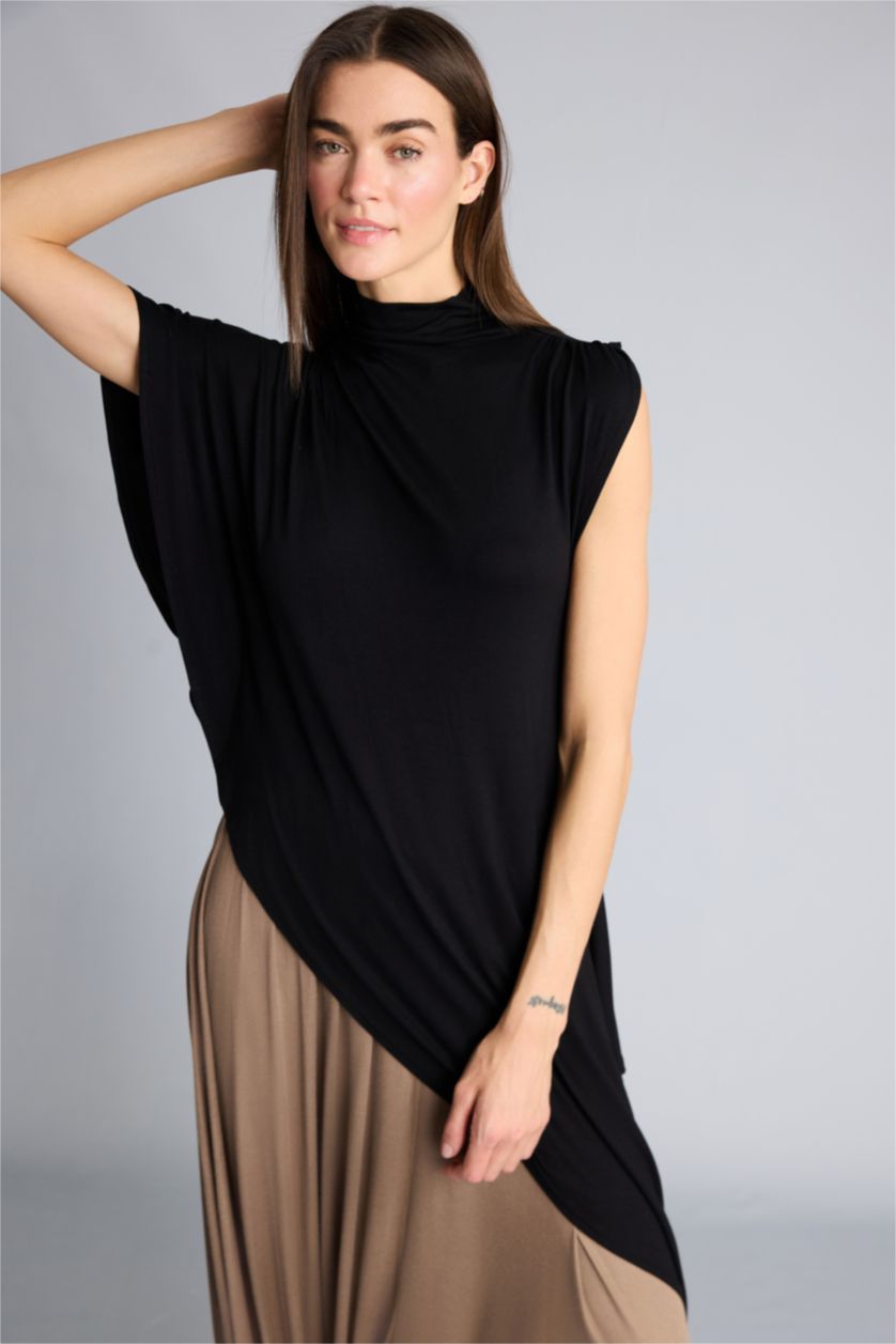 Kadın Siyah Afra x Defacto Slım Fıt Yarım Balıkçı Yaka  Tişört