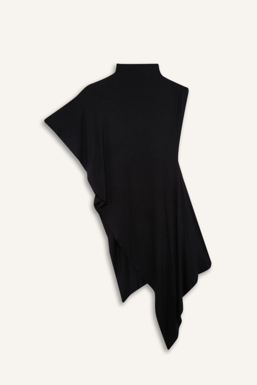 Kadın Siyah Afra x Defacto Slım Fıt Yarım Balıkçı Yaka  Tişört