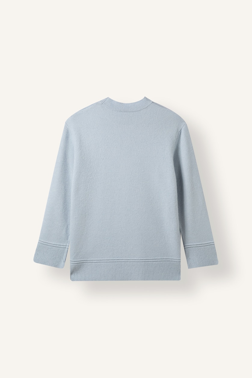 Kadın Açık Mavi Loose Fit Basic Triko Tişört