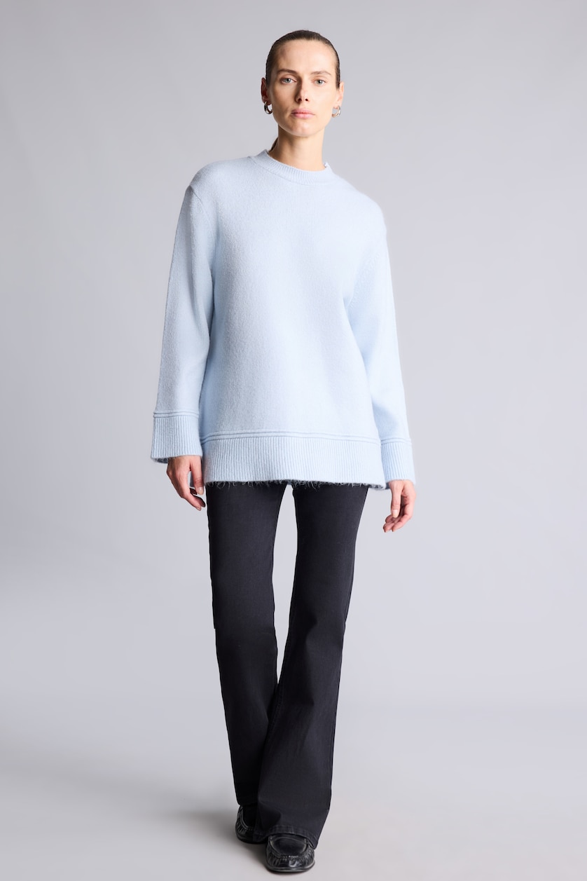 Women Light Blue Loose Fit Knitwear Tunic