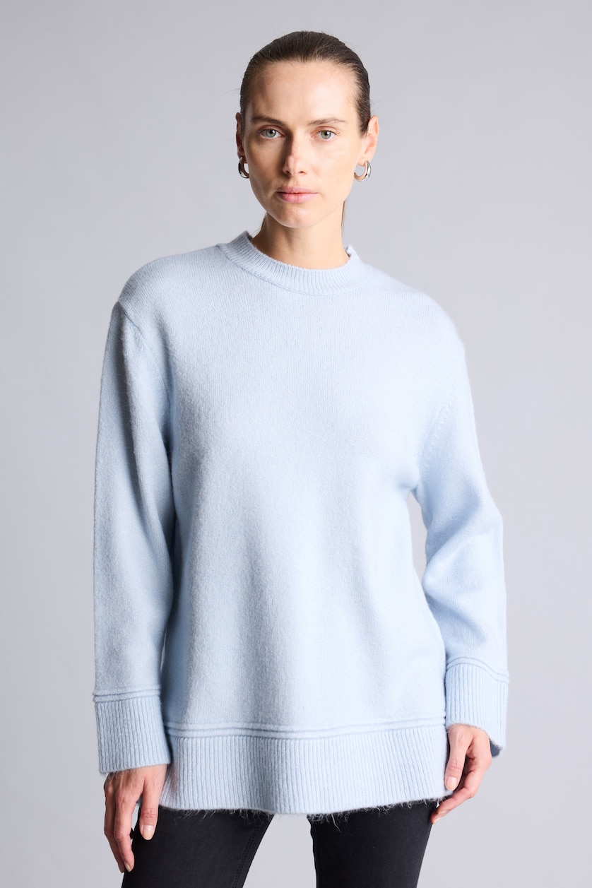 Women Light Blue Loose Fit Knitwear Tunic
