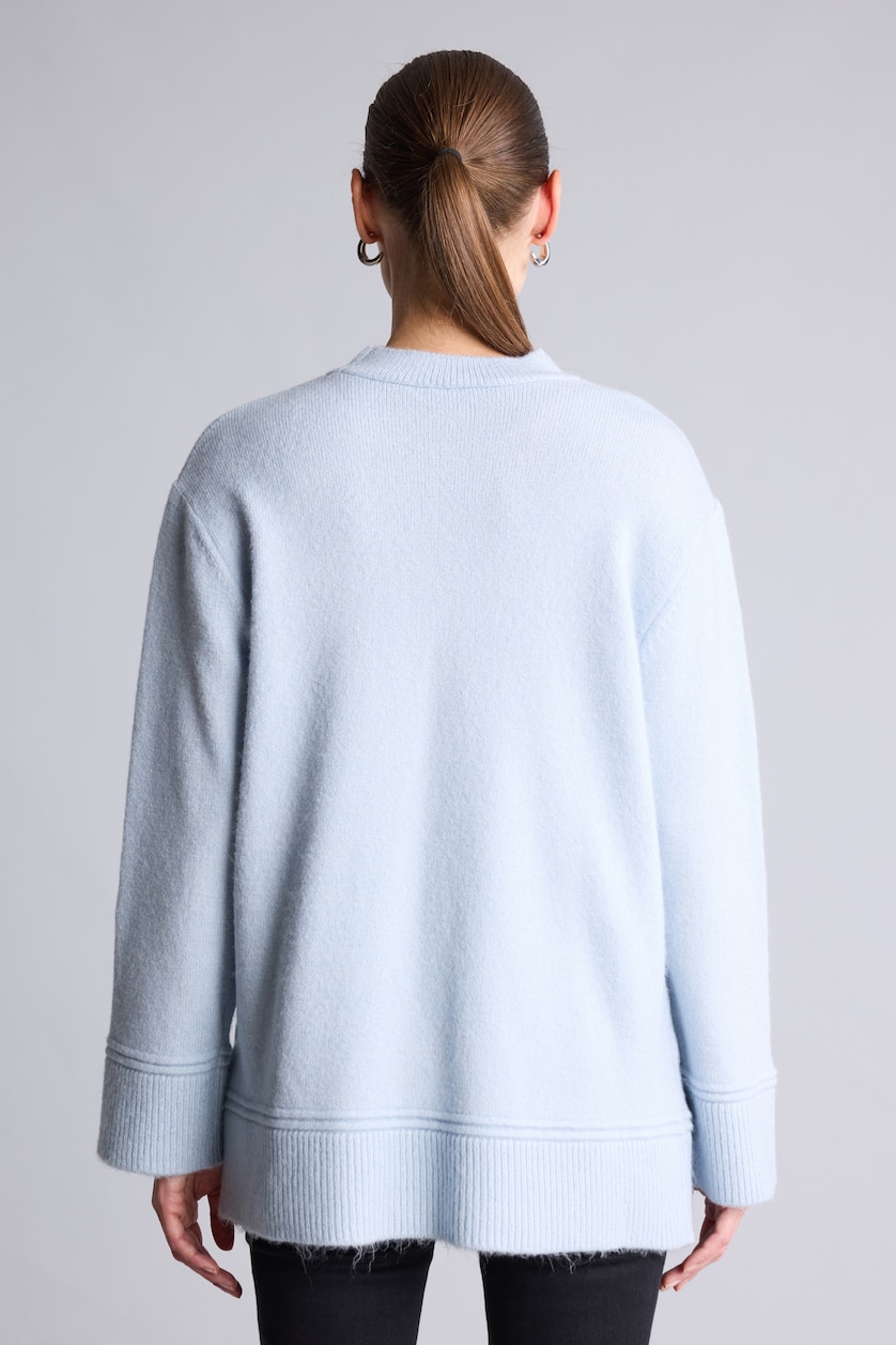 Women Light Blue Loose Fit Knitwear Tunic