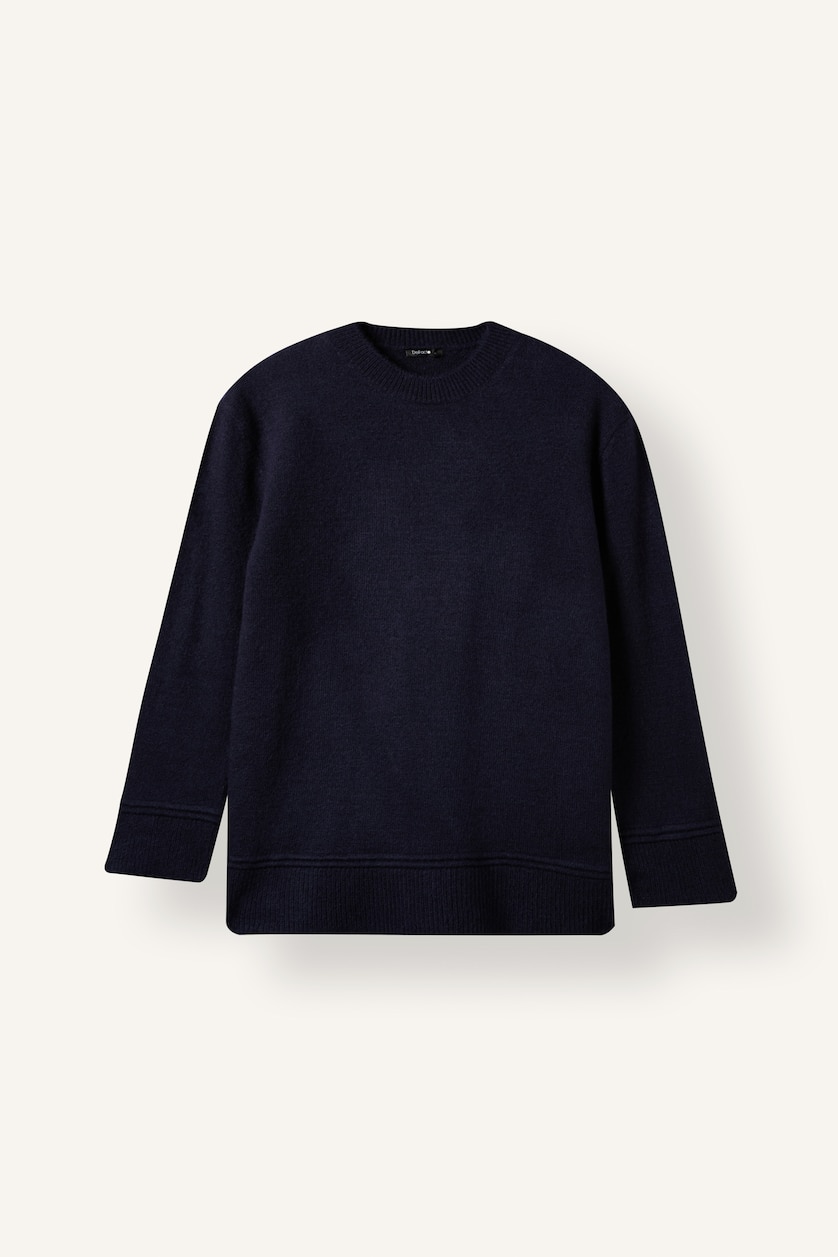 Kadın Açık İndigo Loose Fit Basic Triko Tişört