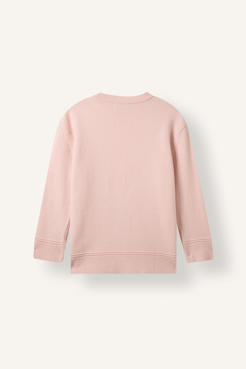 Women Pink Loose Fit Crew Neck Basic Knit T-Shirt