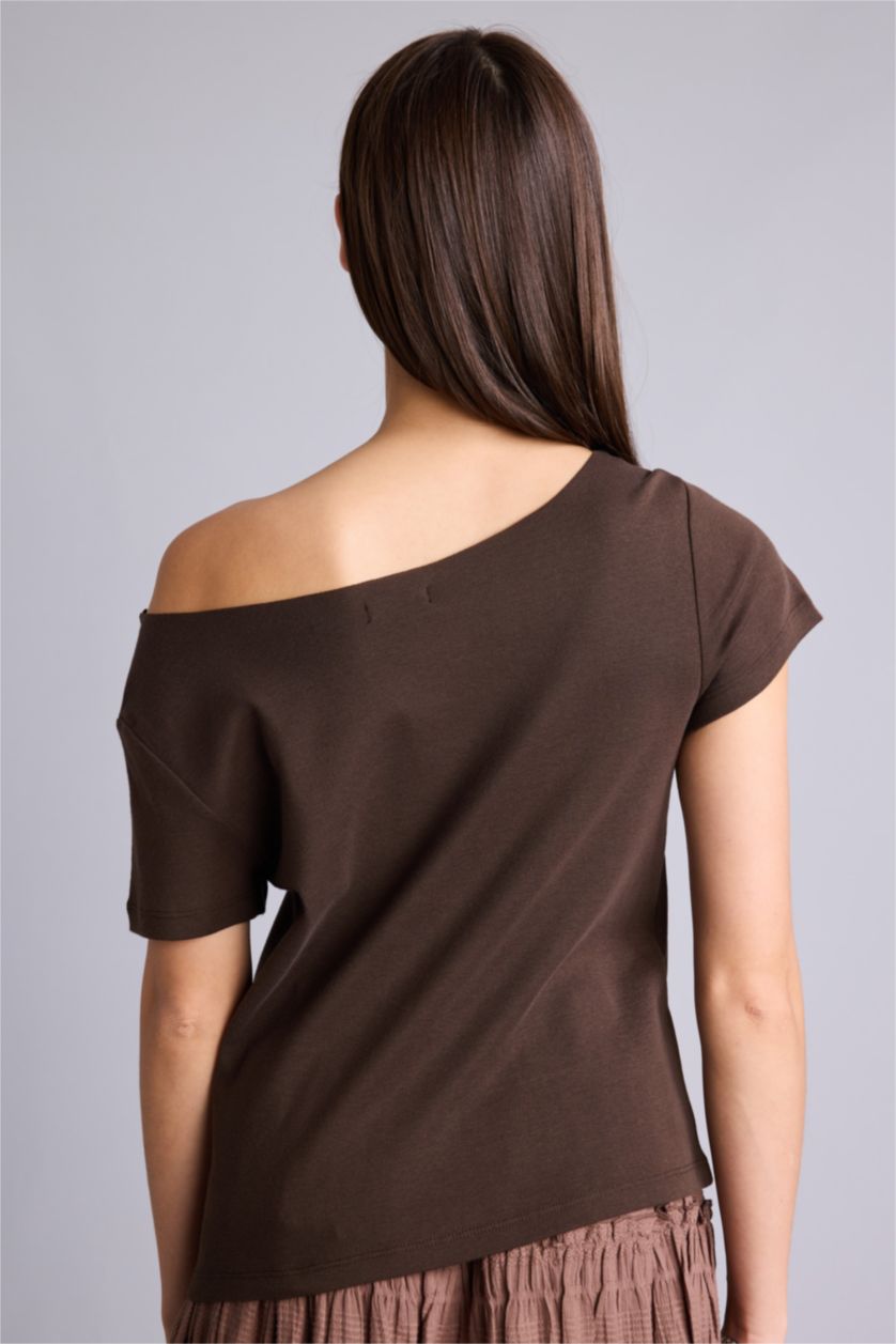 نساء بني Loose Fit Ribana Short Sleeve T-Shirt