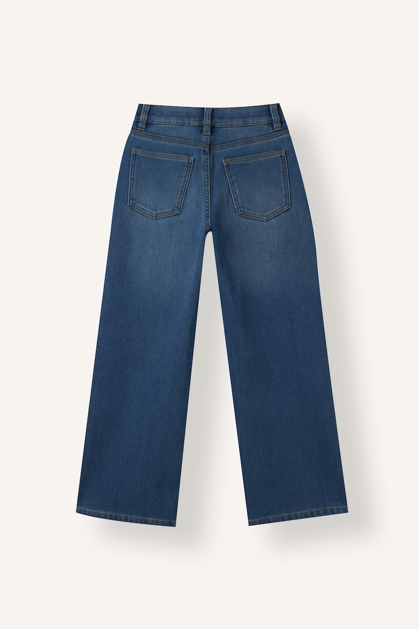 Девочки и подростки Голубрй Джинсы Straight Wide