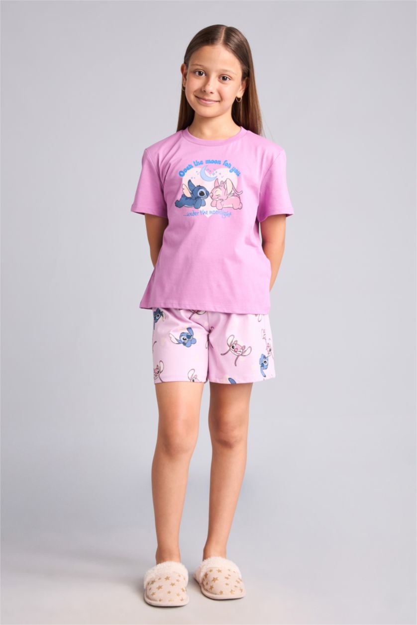 Young Girls - Teen Girls Light Purple 2 piece Regular Fit Lilo & Stitch Licensed Knitted Pyjamas