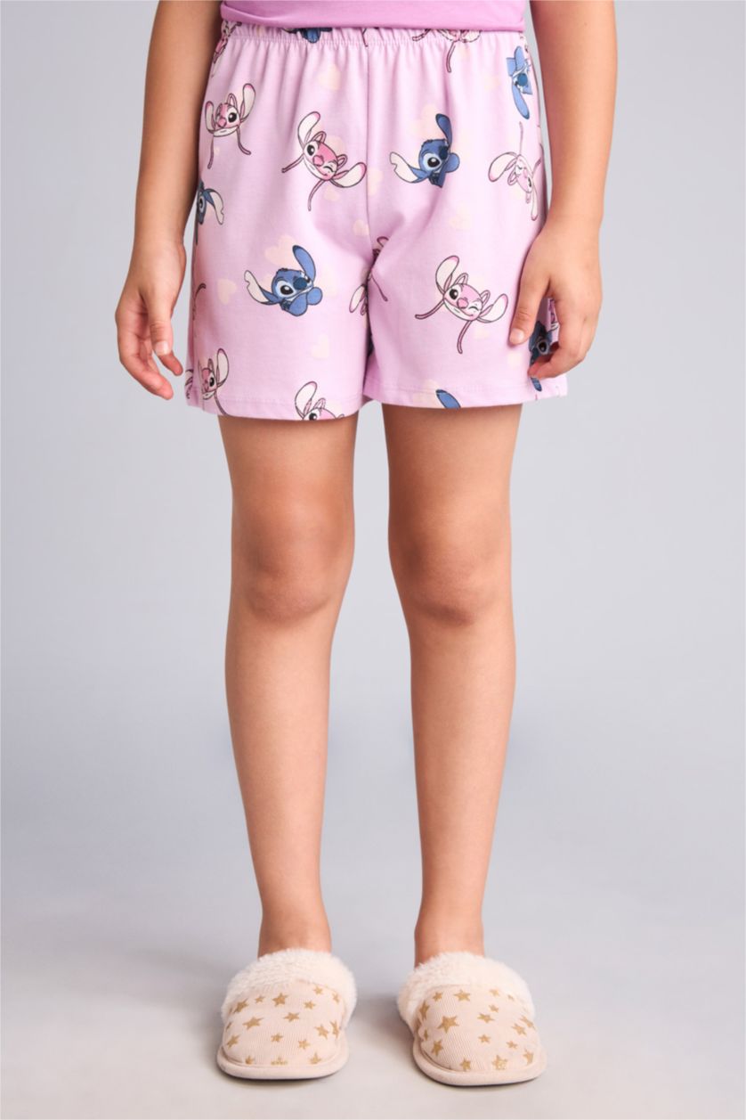 Young Girls - Teen Girls Light Purple 2 piece Regular Fit Lilo & Stitch Licensed Knitted Pyjamas