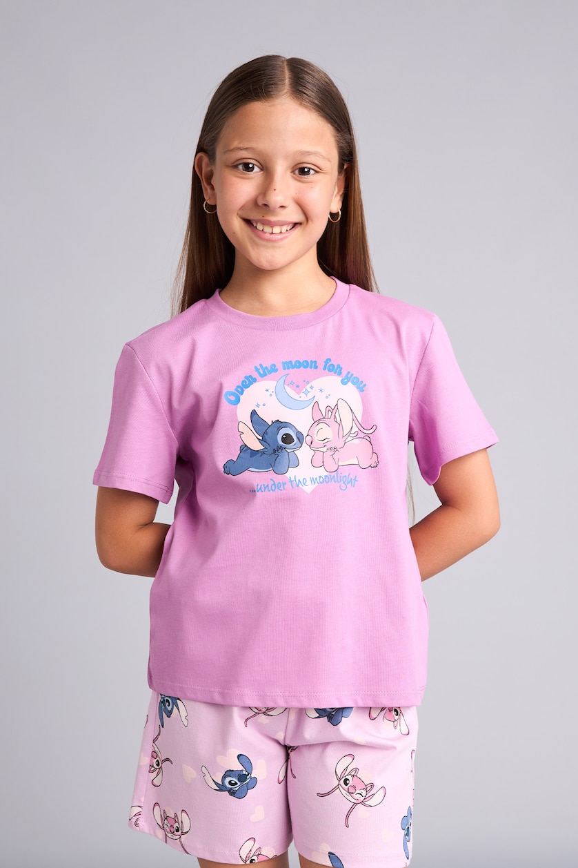 بنات بنفسجي فاتح 2 piece Regular Fit Lilo & Stitch Knitted Pyjamas