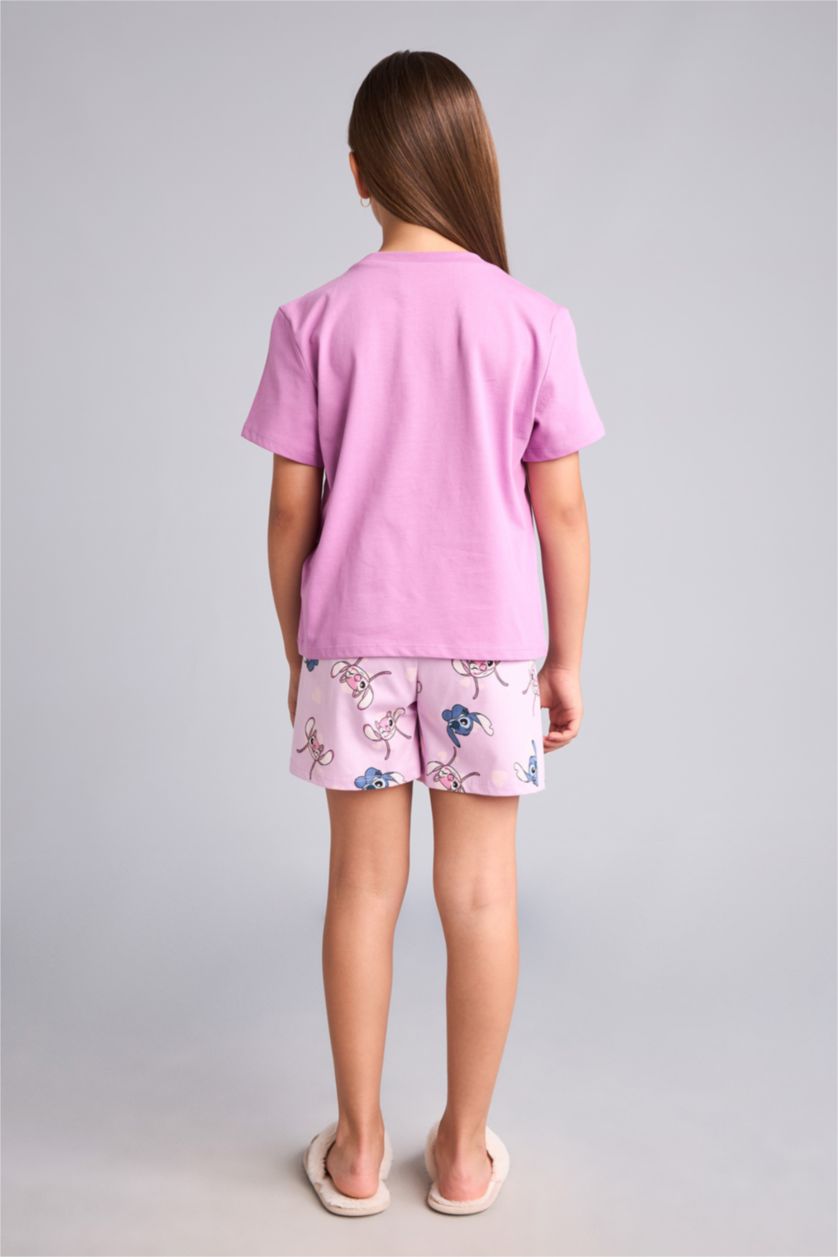 Young Girls - Teen Girls Light Purple 2 piece Regular Fit Lilo & Stitch Licensed Knitted Pyjamas