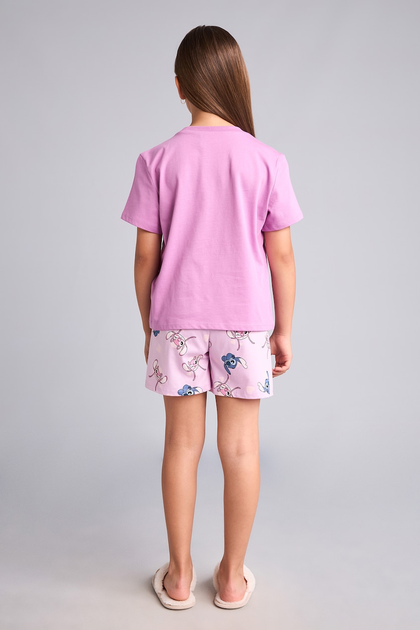 بنات بنفسجي فاتح 2 piece Regular Fit Lilo & Stitch Knitted Pyjamas