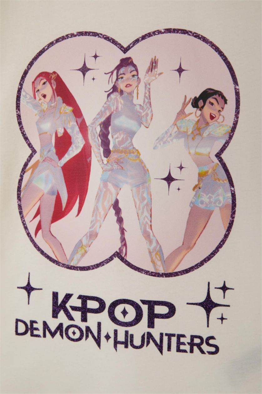 Kız Çocuk - Genç Kız Ekru Kpop - Demon Hunters Lisanslı Regular Fit 2'Li Pijama Takımı Kız Çocuk