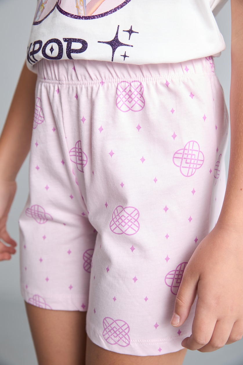Kız Çocuk - Genç Kız Ekru Kpop - Demon Hunters Lisanslı Regular Fit 2'Li Pijama Takımı Kız Çocuk