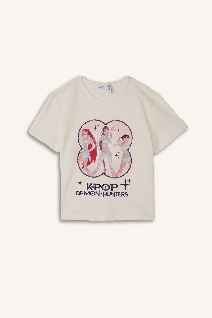 Kız Çocuk - Genç Kız Ekru Kpop - Demon Hunters Lisanslı Regular Fit 2'Li Pijama Takımı Kız Çocuk