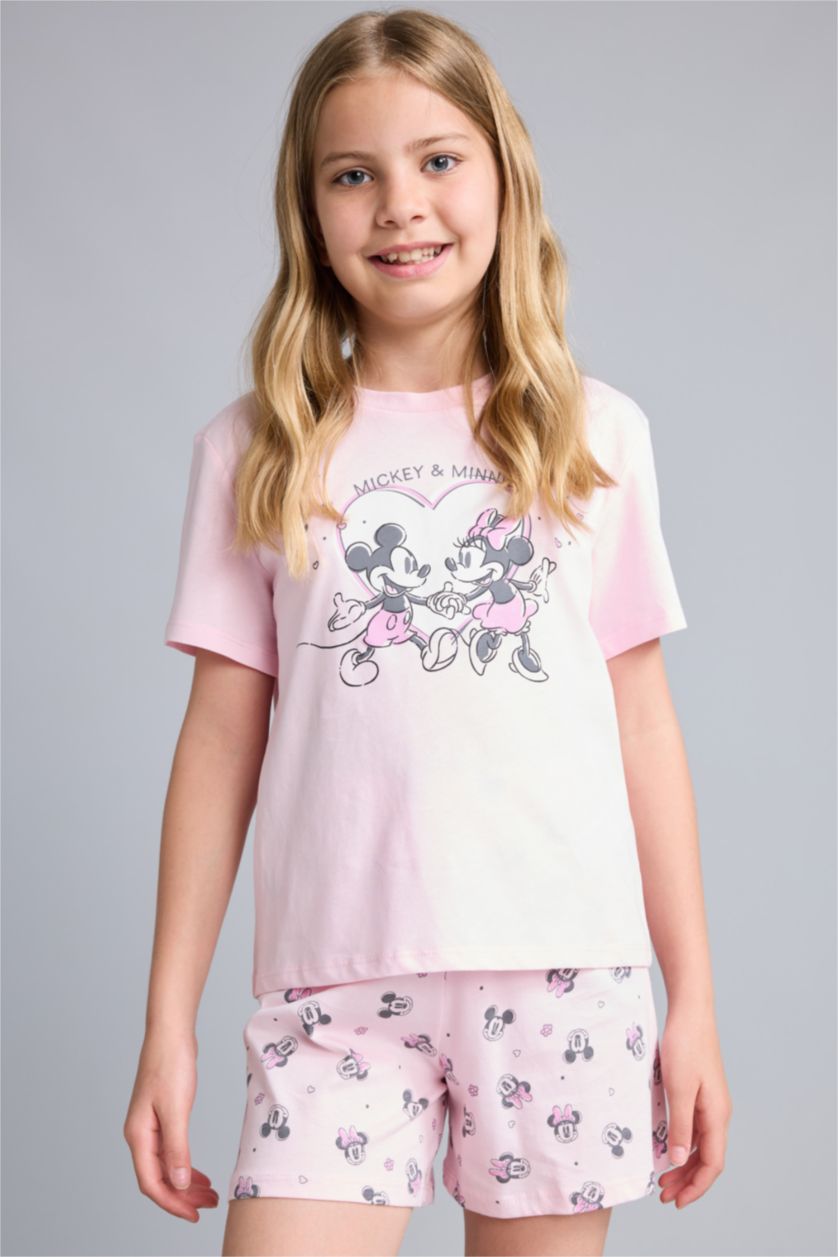 Young Girls - Teen Girls Light Pink 2 piece Regular Fit Mickey & Minnie Licensed Knitted Pyjamas