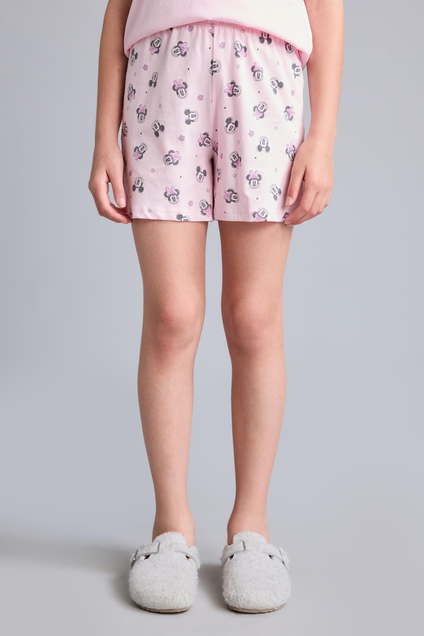 بنات زهري فاتح Girl 100% Cotton Disney Mickey & Minnie Regular Fit 2 Piece Pink Pajama Set