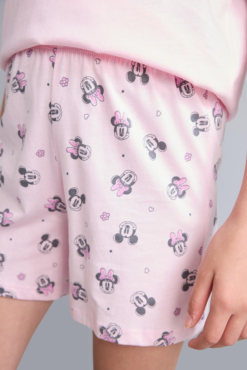بنات زهري فاتح Girl 100% Cotton Disney Mickey & Minnie Regular Fit 2 Piece Pink Pajama Set