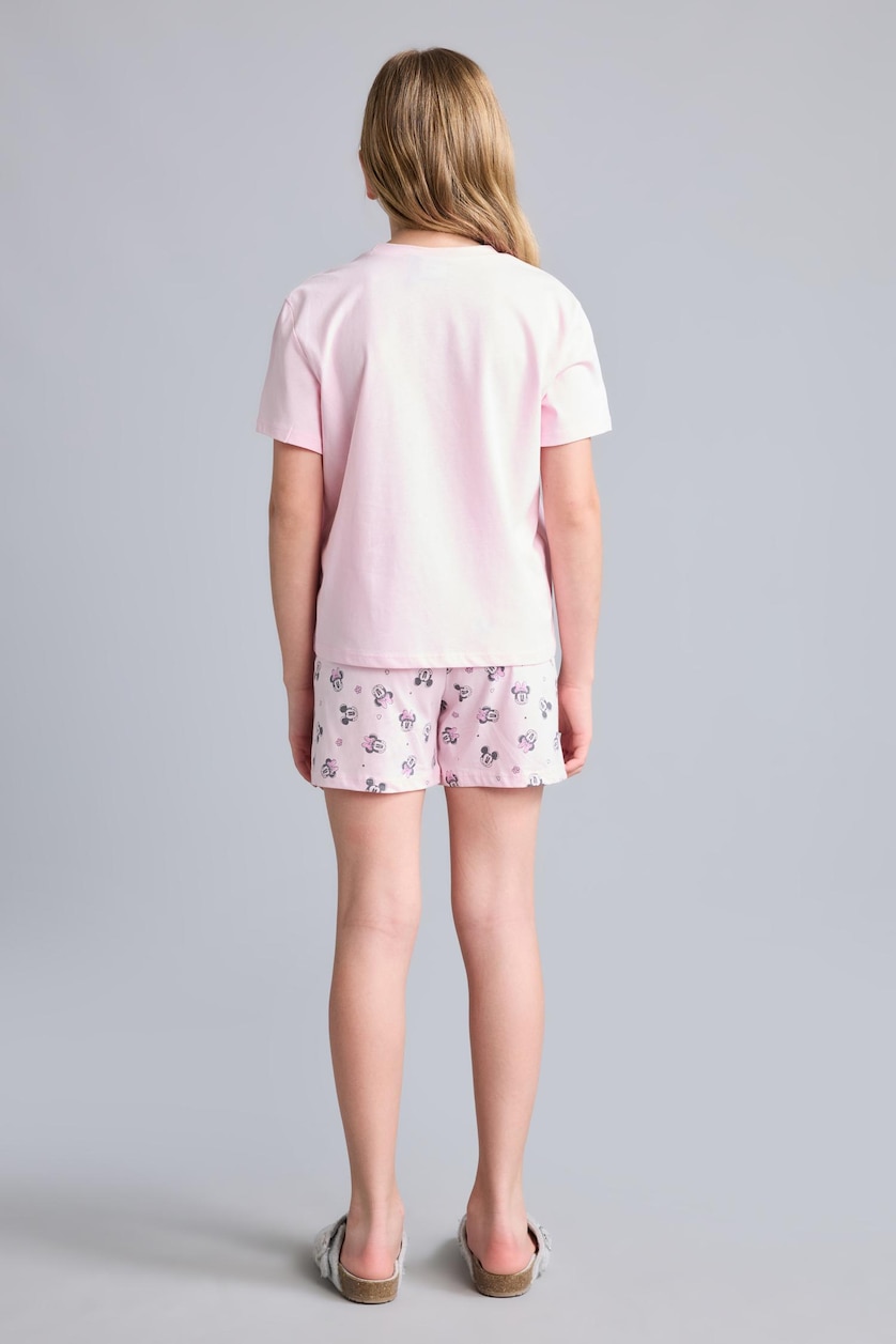 بنات زهري فاتح Girl 100% Cotton Disney Mickey & Minnie Regular Fit 2 Piece Pink Pajama Set